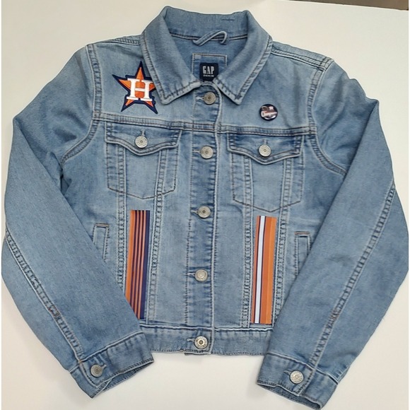 Custom Youth Large Jose Altuve Houston Astros Denim Jacket MLB Baseball B18